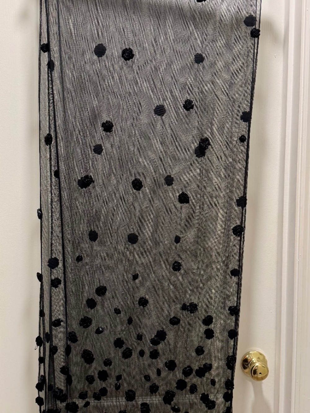 Swee Lo New York Black Sheer Mesh 3D Rose Appliqué Scarf Wrap 21” x 90”